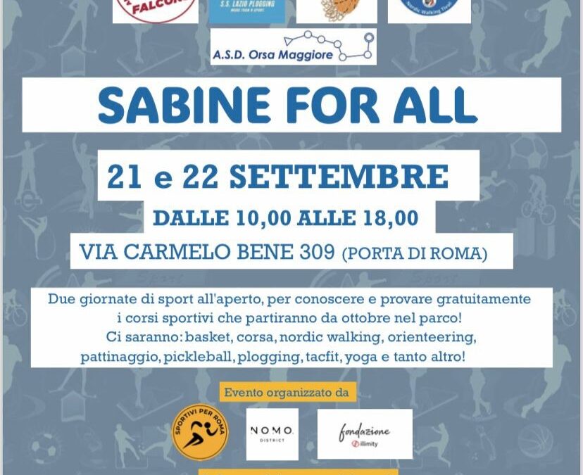 Sabine4all: si replica il 21 e 22 Settembre